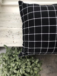 Linen Black & White Check Pillow Cover - SAMUEL - Studio Pillows