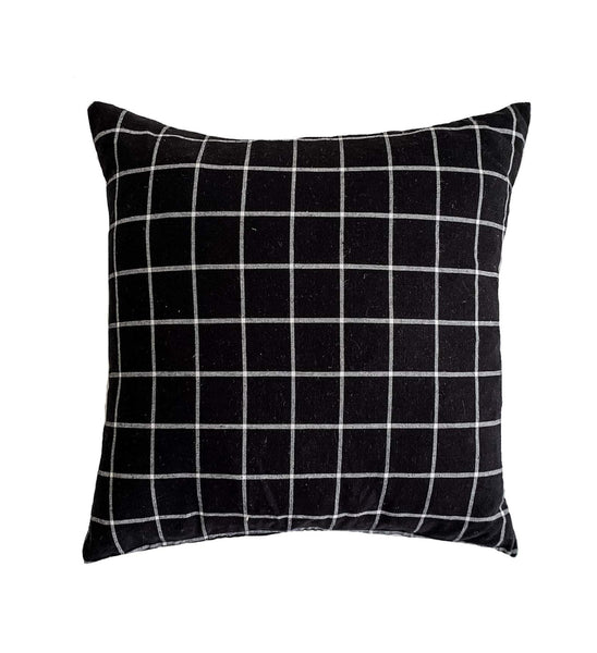 Linen Black & White Check Pillow Cover - SAMUEL - Studio Pillows